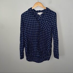 Pink rose plaid flannel button down
